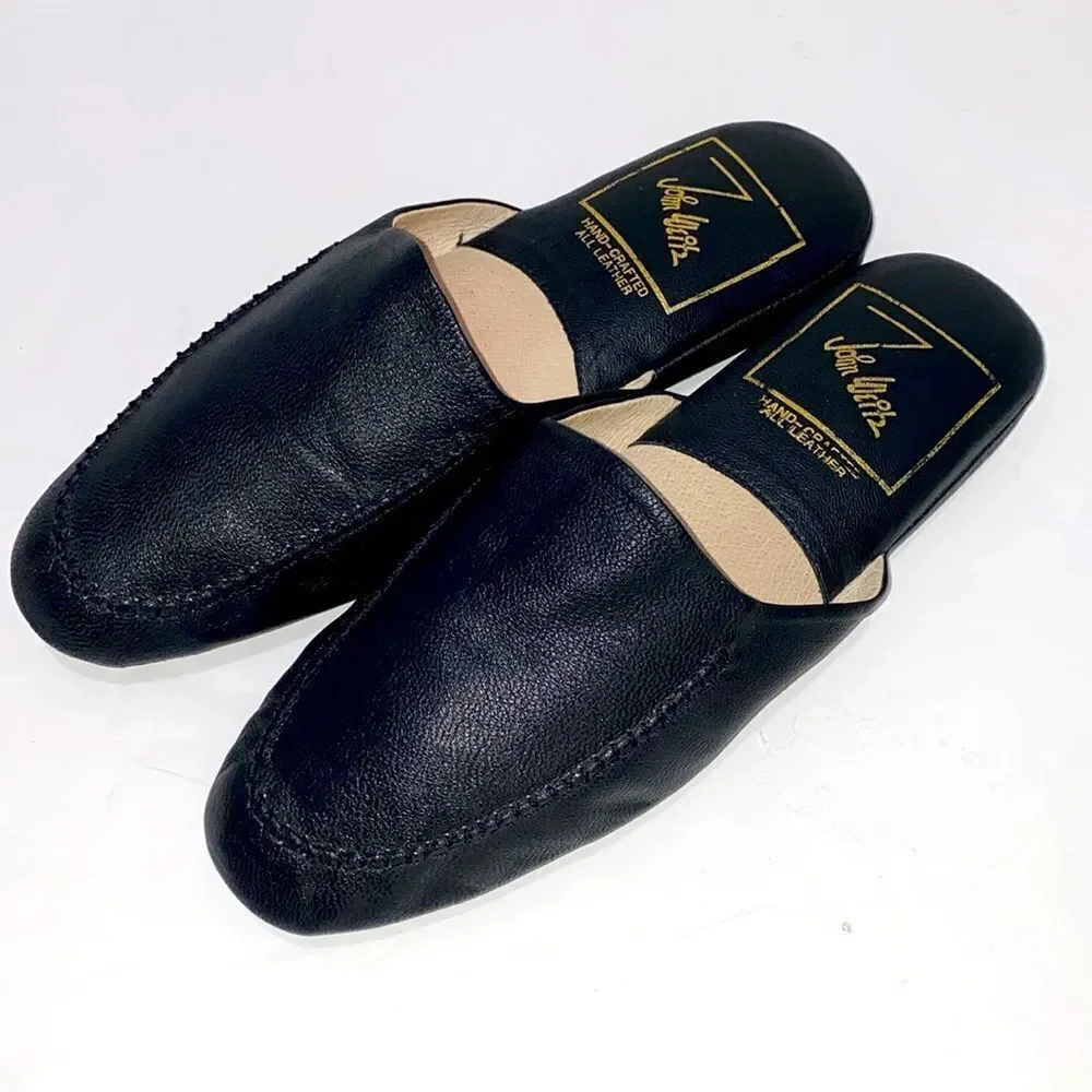 John Weitz Hand Crafted All Leather Men’s Black Slipper Size 14